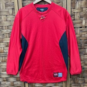 Warm Rawlings Cardinals MLB Red and Black Long Sleeve Shirt